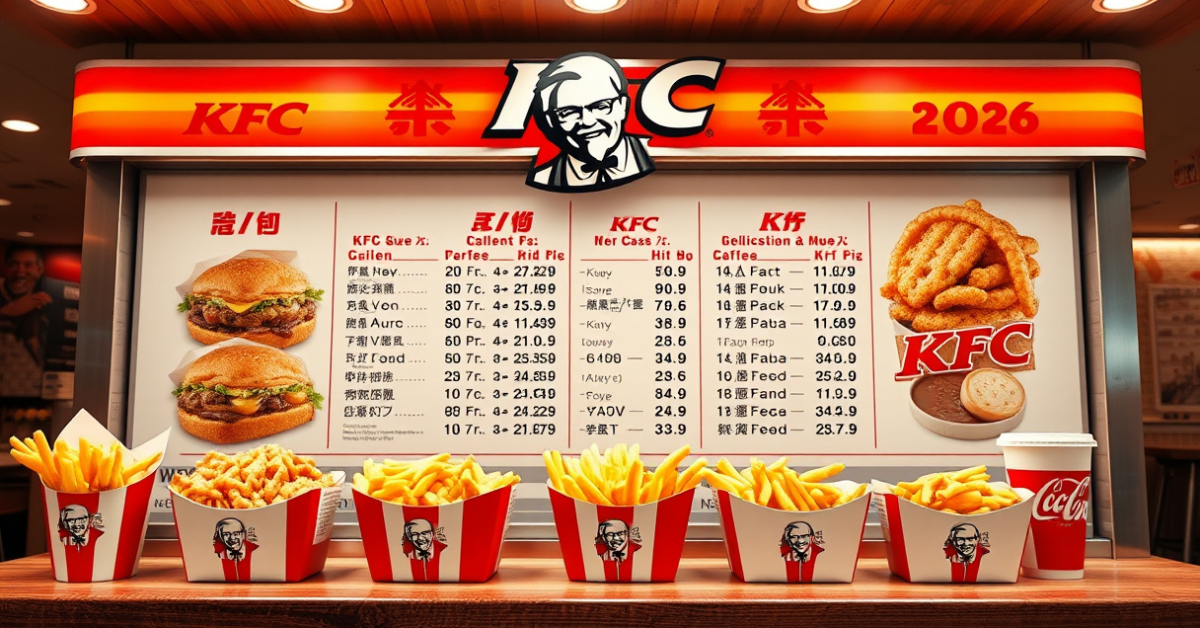 KFC Chicken Menu With Prices For 2026