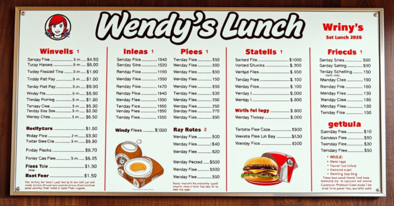 Wendy’s Lunch Menu With Prices For 2026