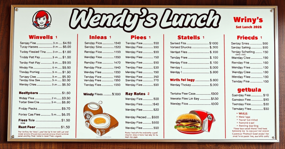 Wendy’s Lunch Menu With Prices For 2026